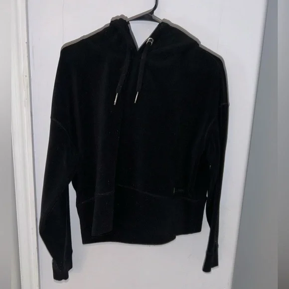COPY - Gorgeous mint vintage Calvin Klein cropped ladies hoodie black velour / … - Picture 3 of 11